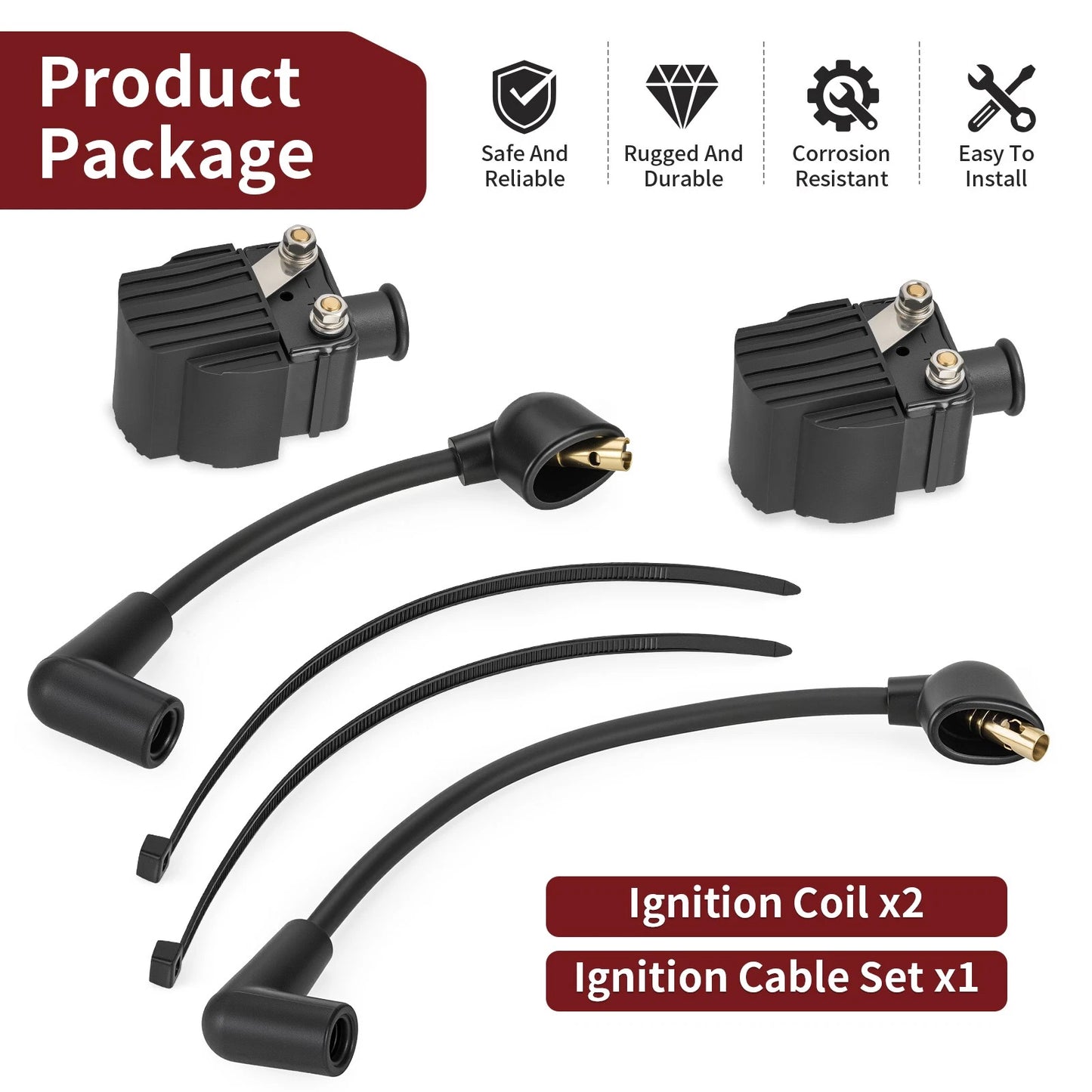 Ignition Coil with Cable Set for Mercury Marine 6-25HP Outboards