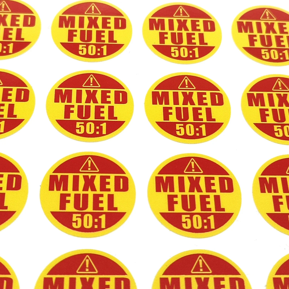 Mixed Fuel 50:1 Waterproof Warning/Caution Sticker Label 42Pcs 1" Round