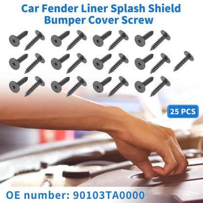 25 Pcs Fender Liner Splash Shield Bumper Cover Screws for Honda Accord