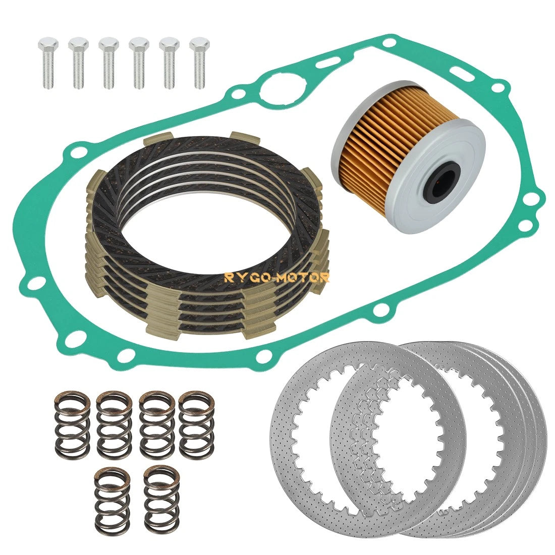 3x Clutch Gasket&Friction Plates&Oil Filter for Kawasaki KLX110(2002–2024)