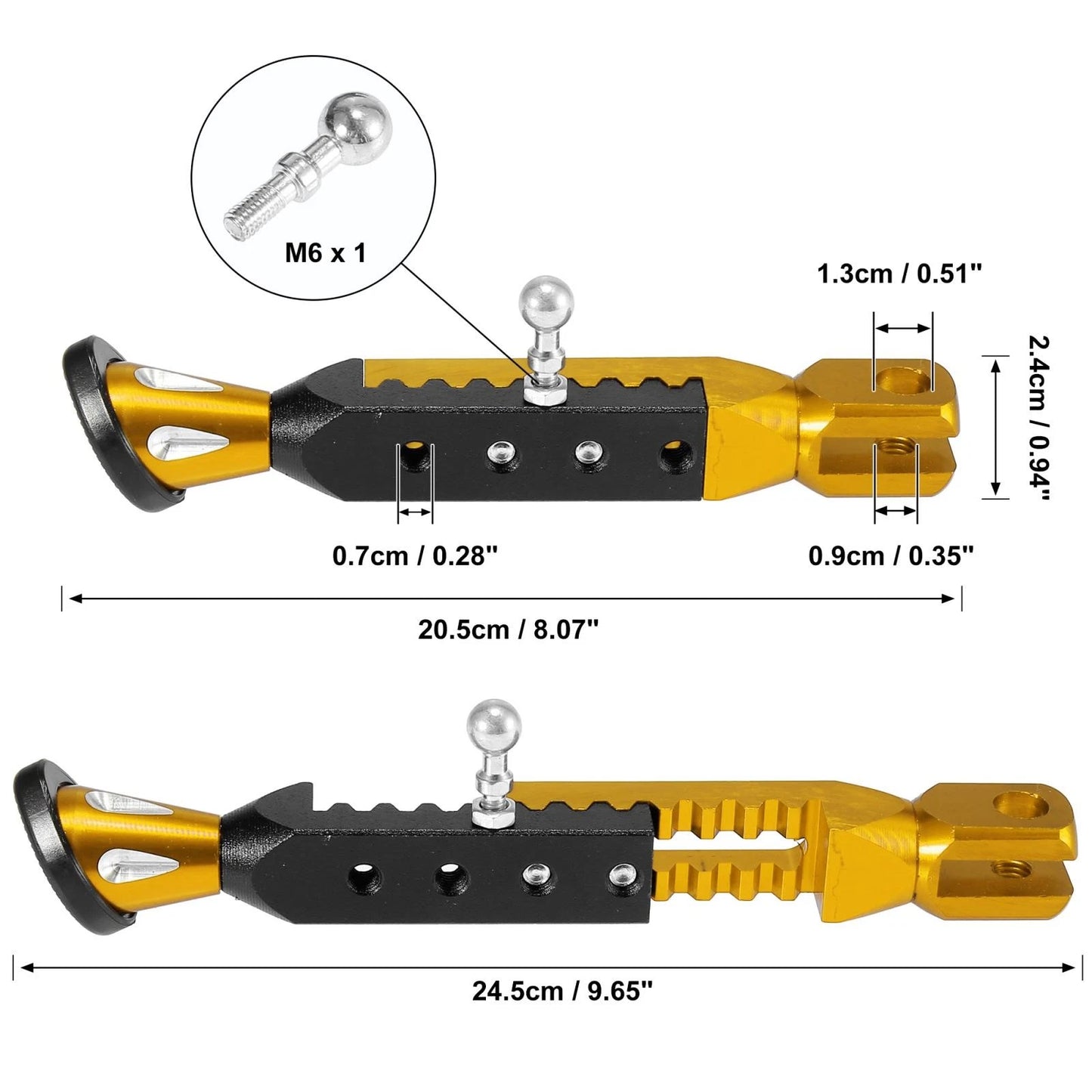Kickstand Side Support Stand Set Aluminum Alloy Black Gold Tone for Motorcycle