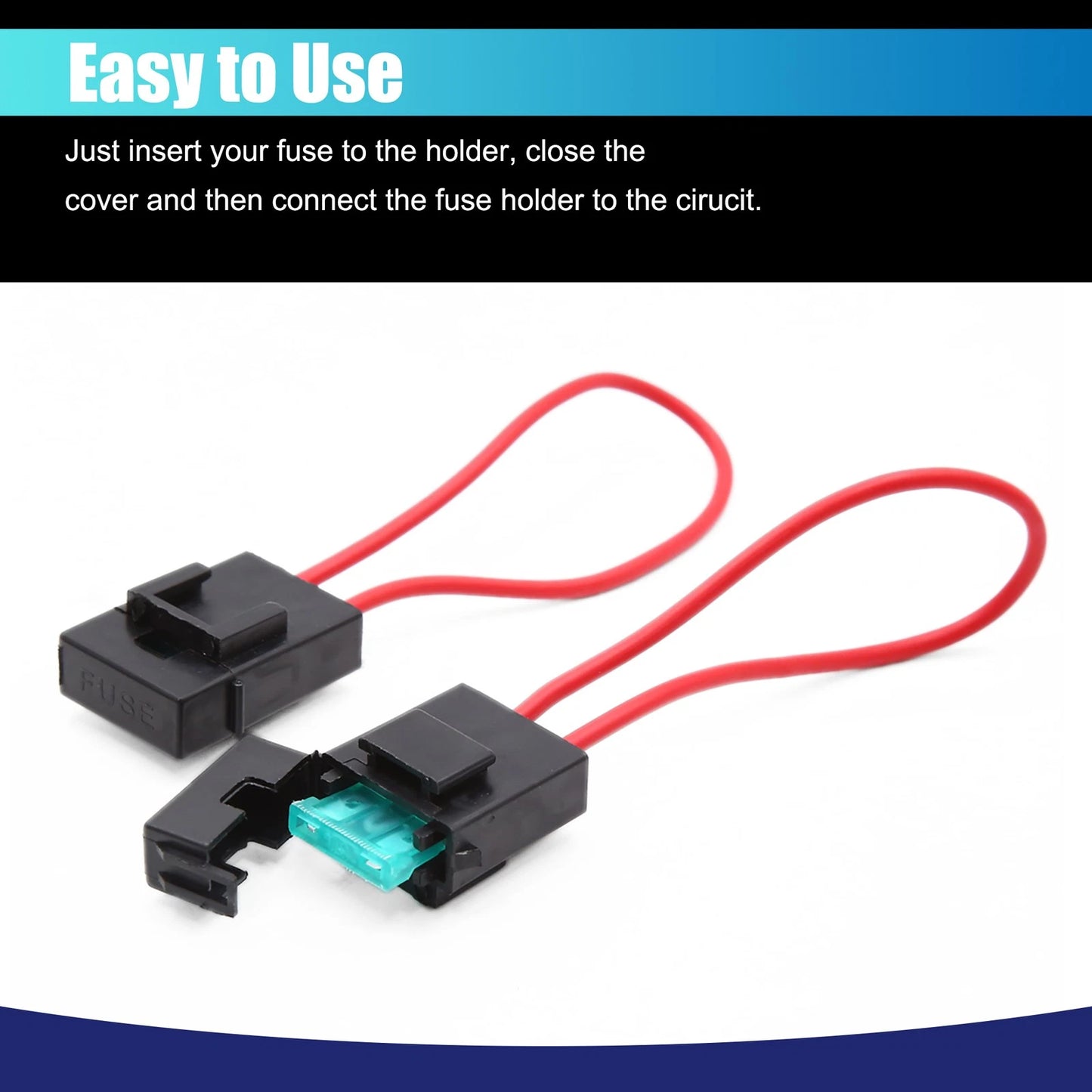 8 x 12-24V Plastic Wired Mini Inline Blade Fuse Holders for Universal Use