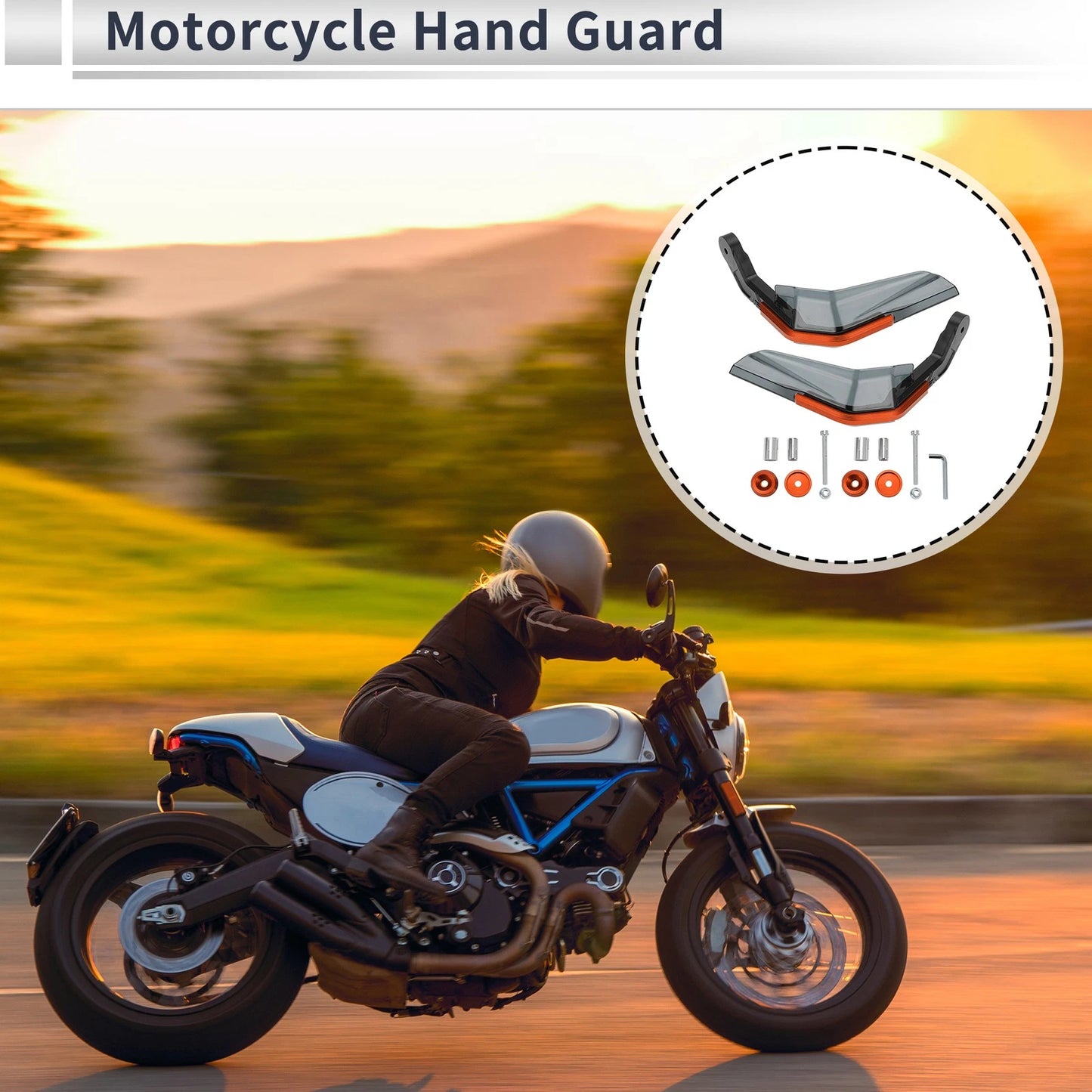 Set Universal Hand Guard for Motorcycles Knuckle Protector Orange ABS