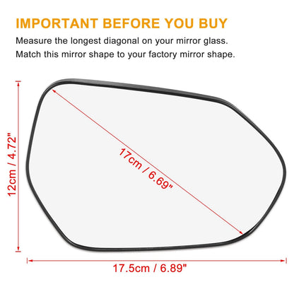 Heated Mirror Glass with Backing Plate for Toyota Camry (2012-2017)