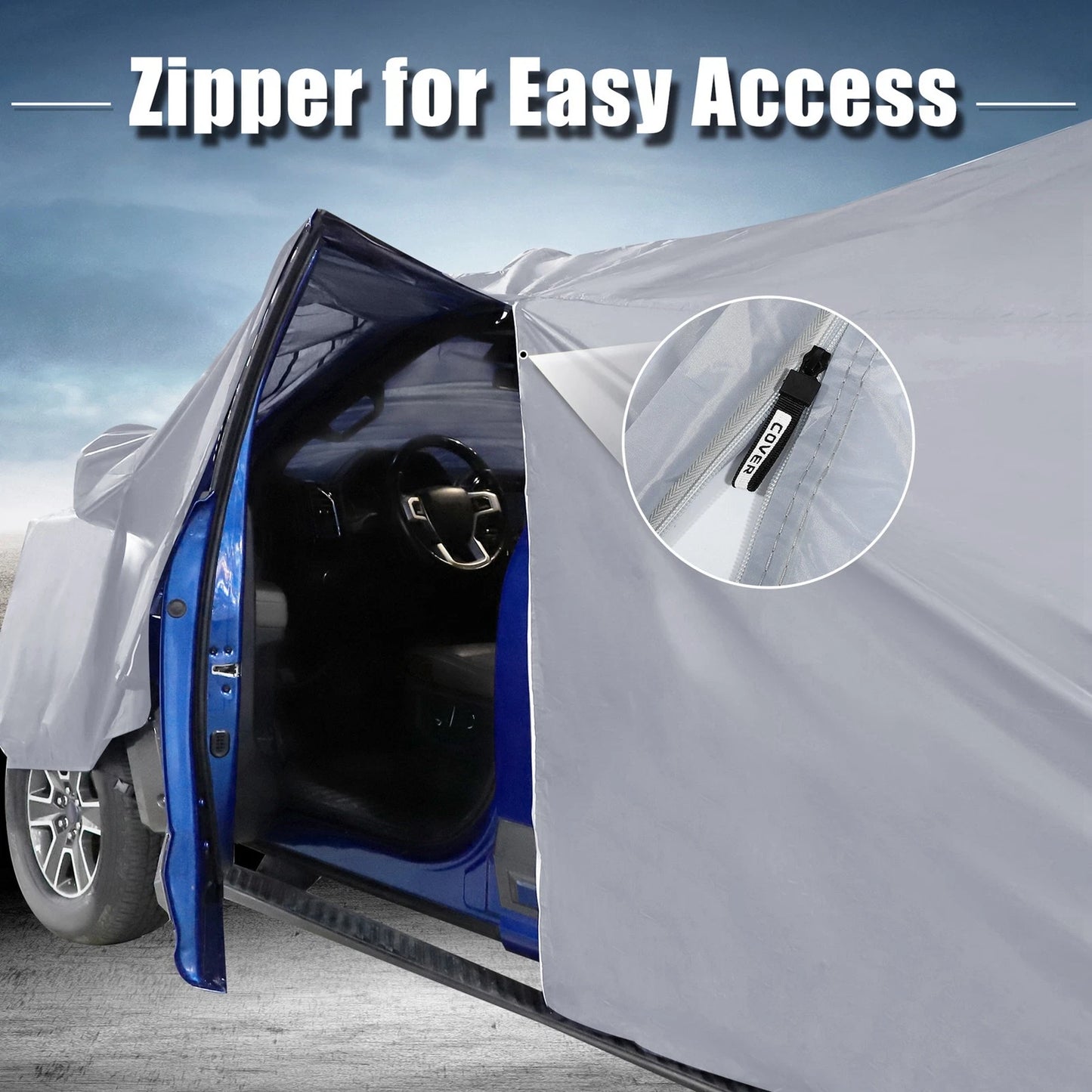 Pickup Truck Cover for Ford F150 Crew Cab 04-21 Sun Rain Protection Gray