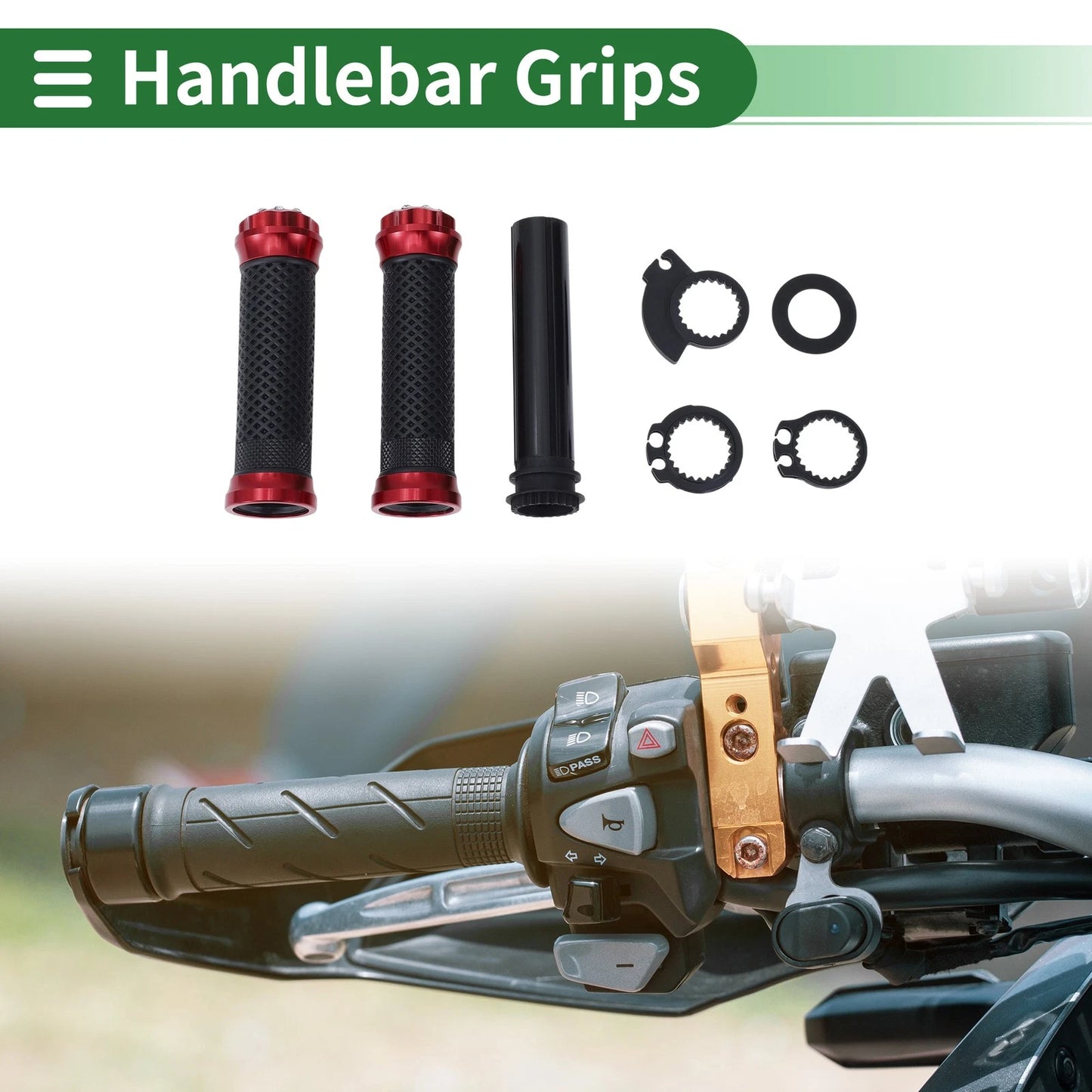 7/8" 22mm Motorcycle Hand Grips Cover Kit for Rhombus Black Red
