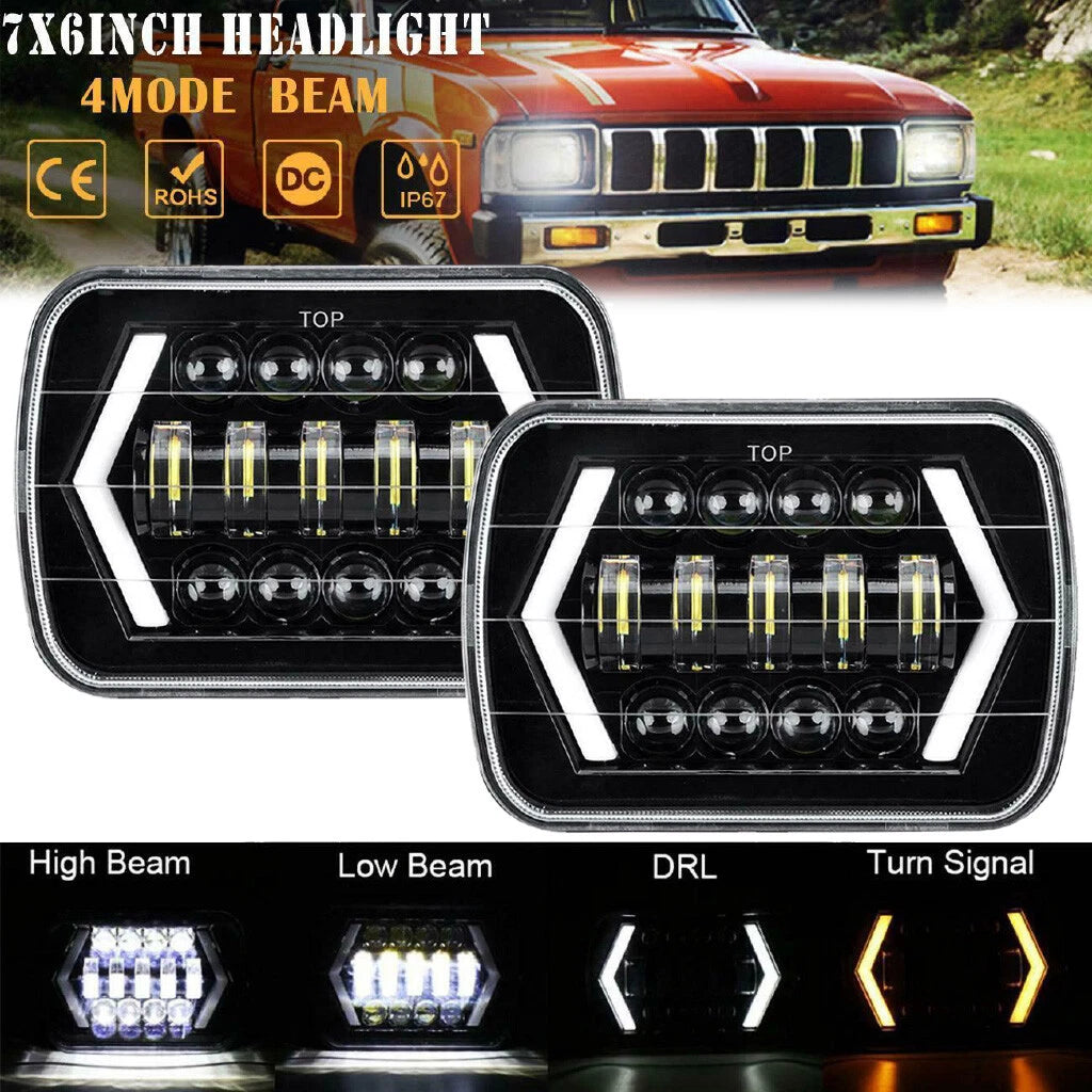 2 x 7x6" LED Headlights Hi-Lo Beam Halo DRL for Toyota AE86 (1983-1987)