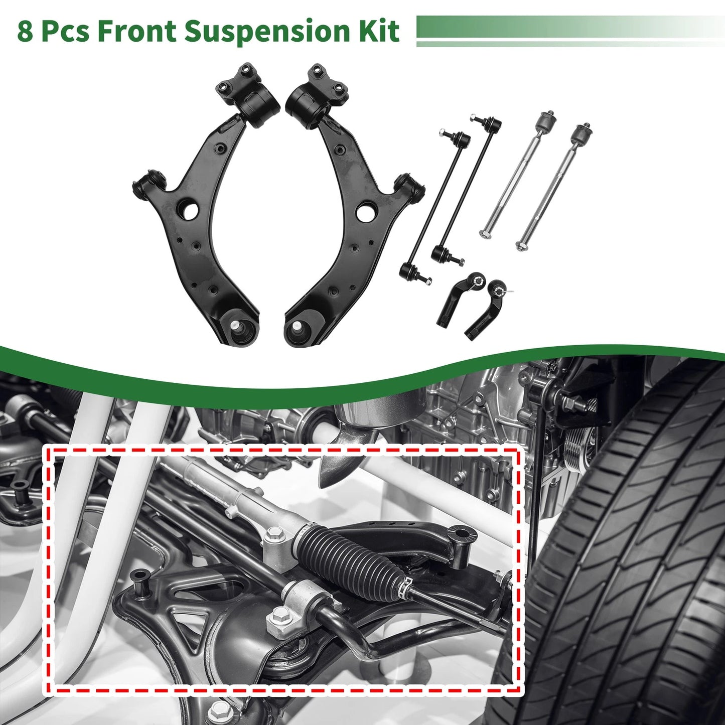 8 Pcs Front Lower Control Arms for Mazda 3 (2004-2009)