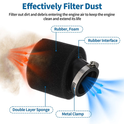 Air Filter / 48–50mm / Motorcycle Universal Rubber Foam Black for Make Model