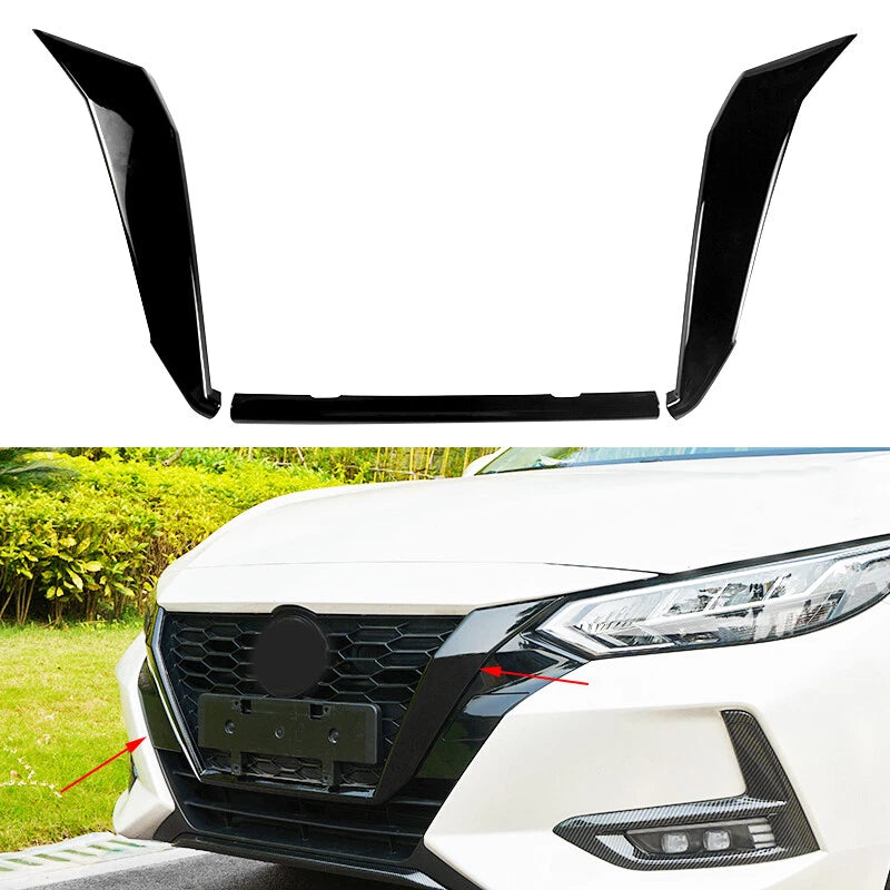 Gloss Black Front Grill Chrome-Delete Trim Cover for Nissan Sentra (2020-2022)