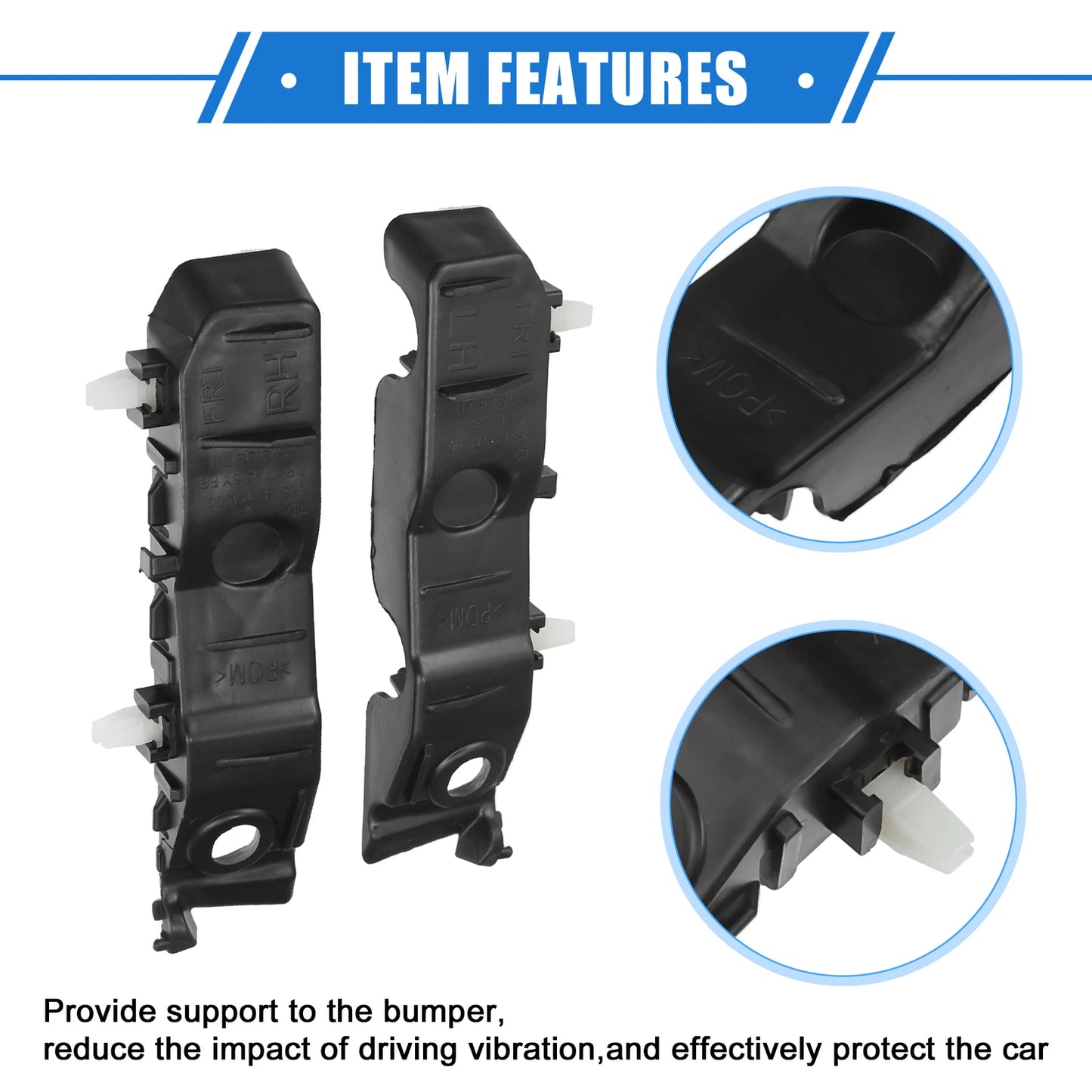 Front Bumper Brackets for Kia Forte (2010-2013) - Black Cover