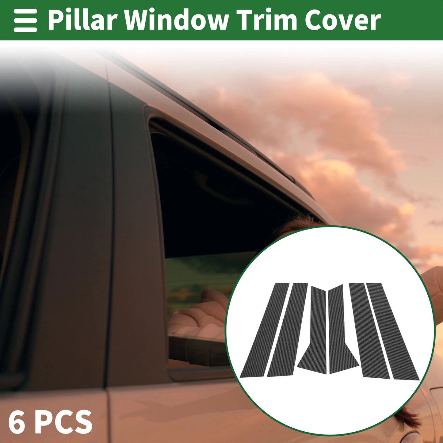 6 Pcs Door Pillar Window Trim for BMW X1 Carbon Fiber Black (2023-2024)