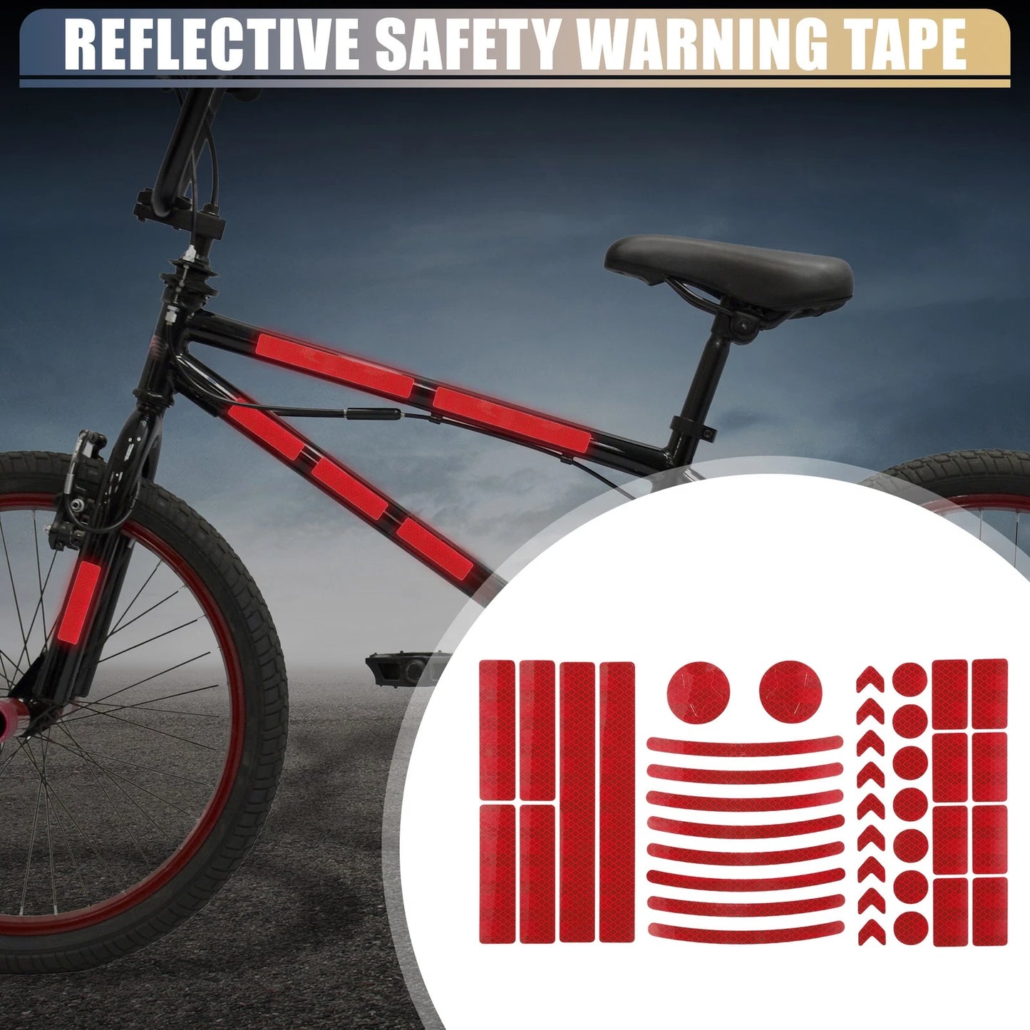 42pcs Reflective Safety Warning Tape PET Red for Bike Motorcycles