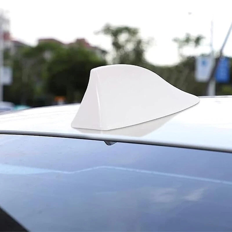 White Shark Fin Roof Antenna for Universal Car - FM/AM Radio Signal Decor
