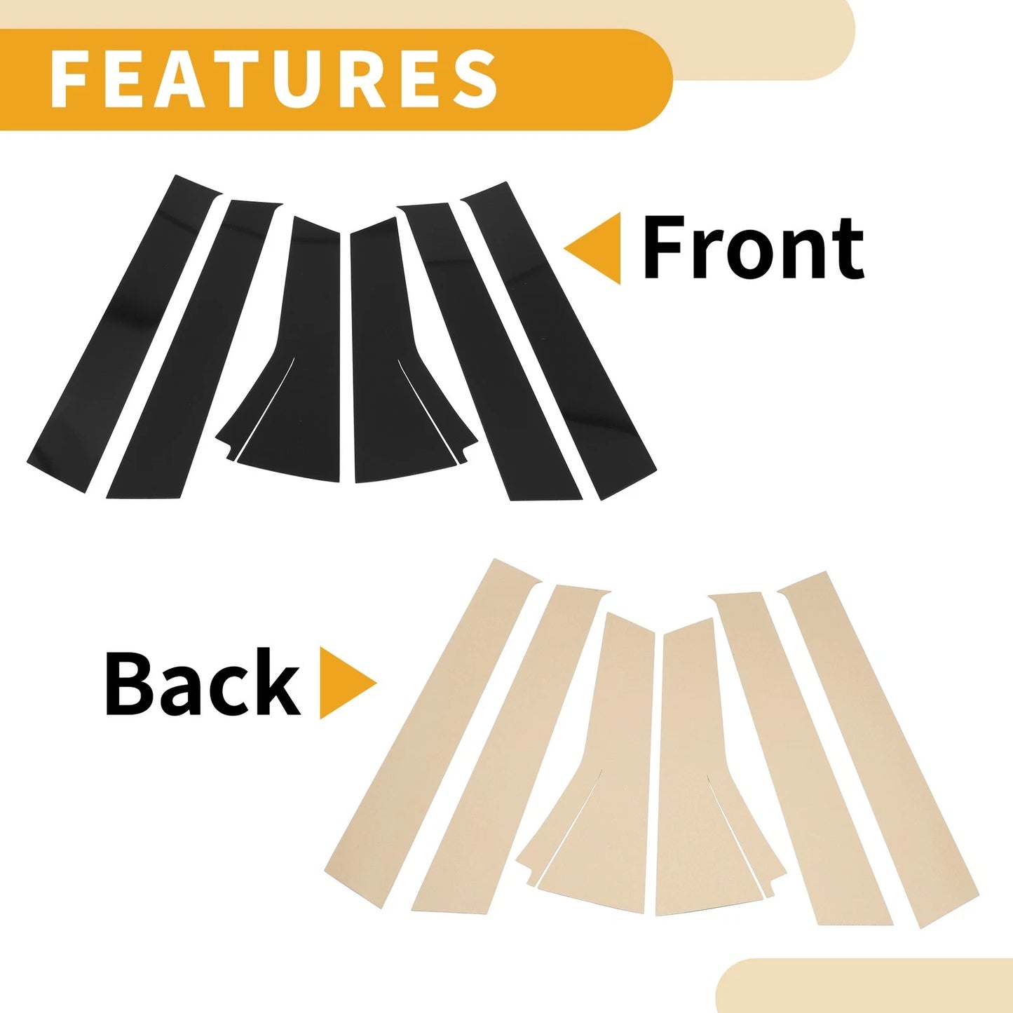 6 Pcs Door Pillar Window Trim for Honda Fit (2013-2019) Black