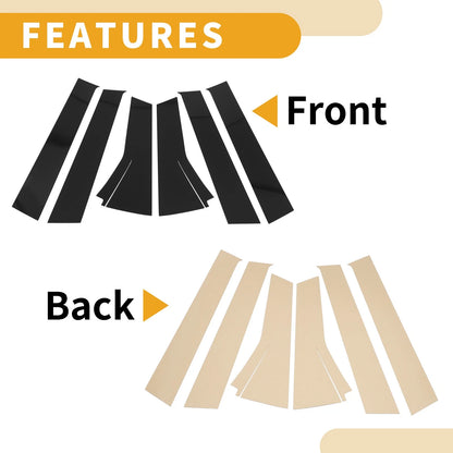 6 Pcs Door Pillar Window Trim for Honda Fit (2013-2019) Black