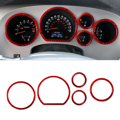 5Pcs Red Carbon Fiber Speedometer Cover Trim for Toyota Tundra (2007-2013)