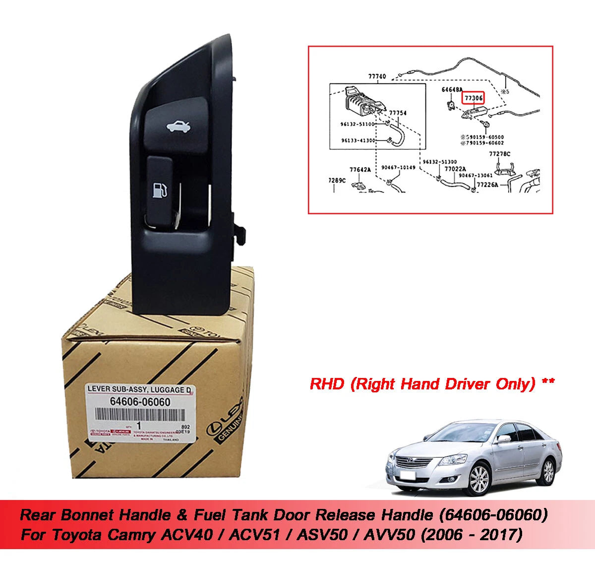Fuel Lid Lock Open Lever for Toyota Camry (2006-2017)