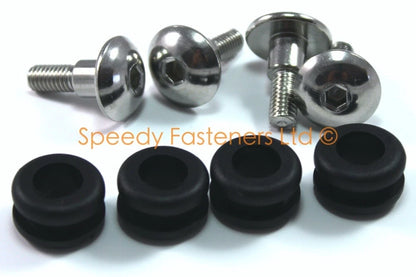 4x M6 Inox Fork Shoulder Bolts & Eyelets for Suzuki