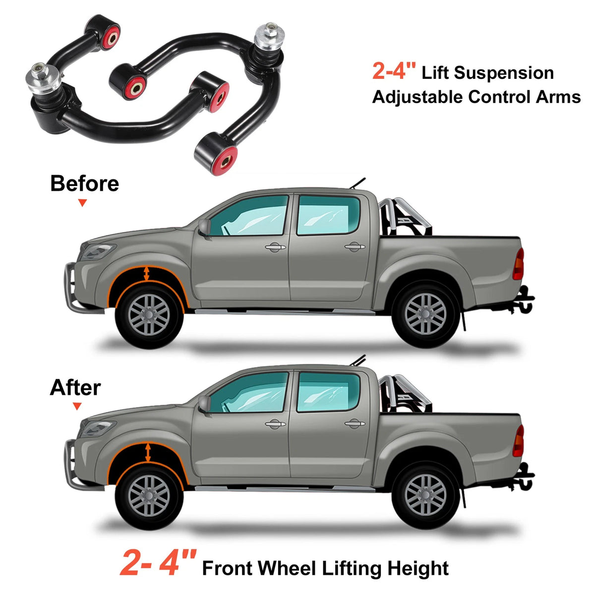 Car Front Upper Control Arms for Toyota Tacoma (1996-2003) Black Red