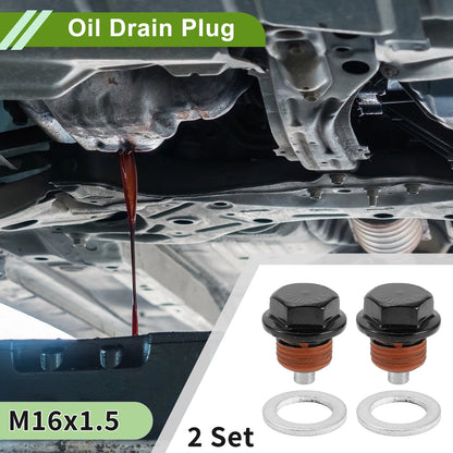 2 x M16x1.5 Aluminum Oil Drain Plug with Gasket for Car, Motorcycle
