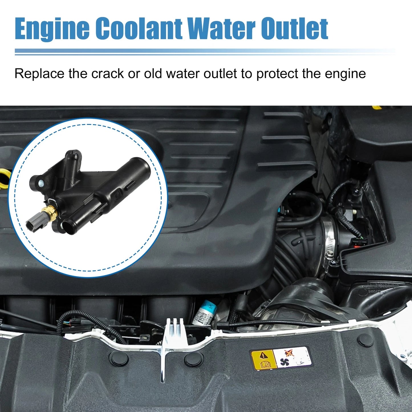 Water Outlet Connect Adapter w/ Temp Sensor for Ford Focus EcoSport (2012-2020)