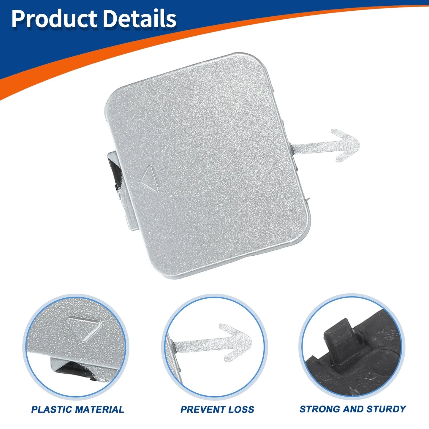 Tow Hook Cover for BMW 525i 528i Silver Tone