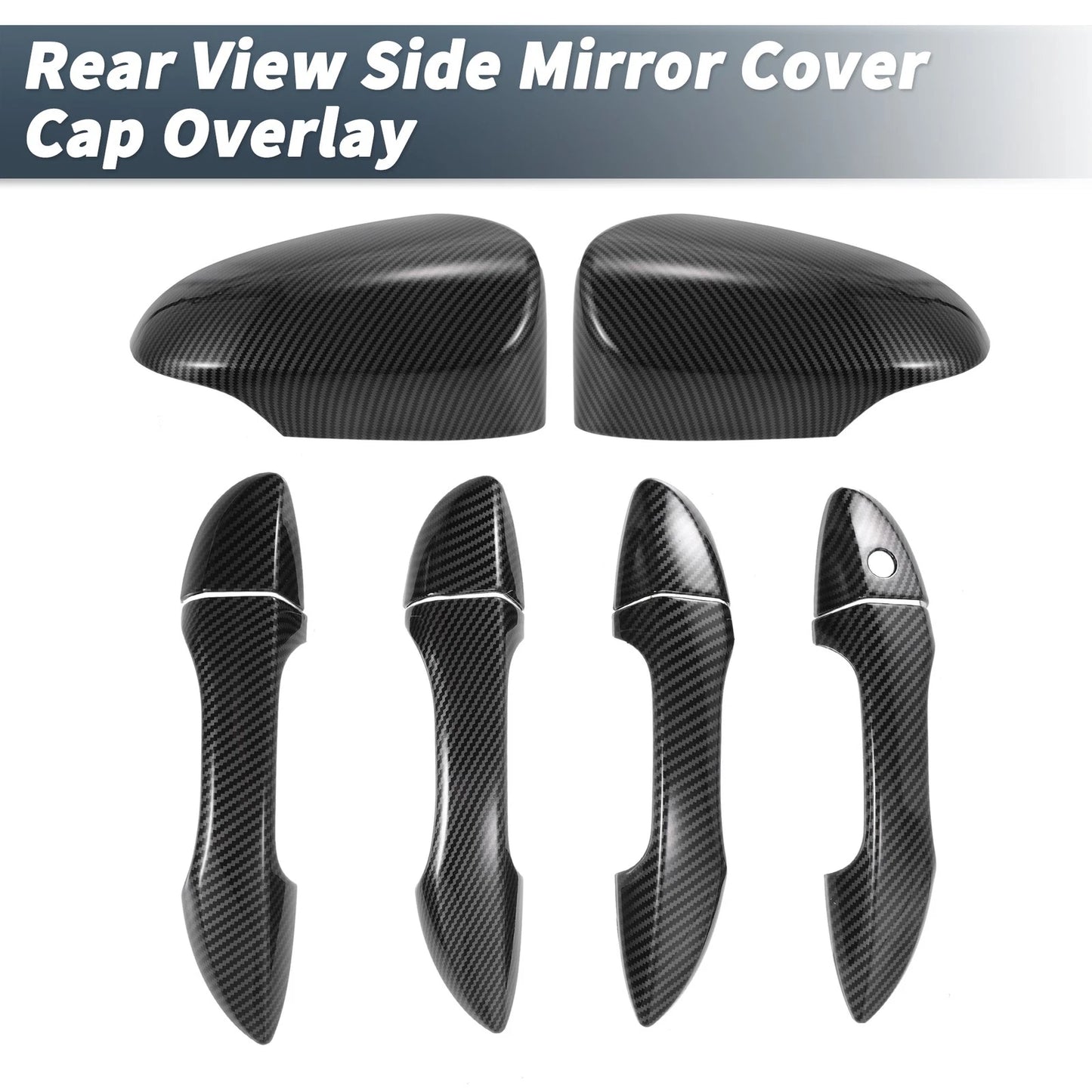 Set Rearview Mirror Cover Overlay Black Carbon Fiber for Toyota Corolla (2014–2018)