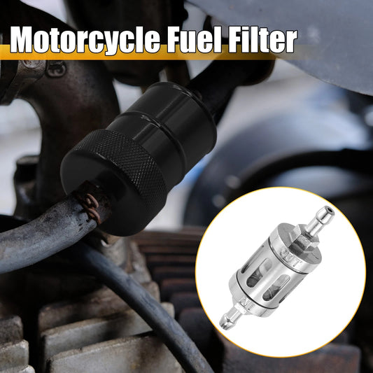Silver Tone 8mm Fuel Filters Inline Gas Filter for Motorbike