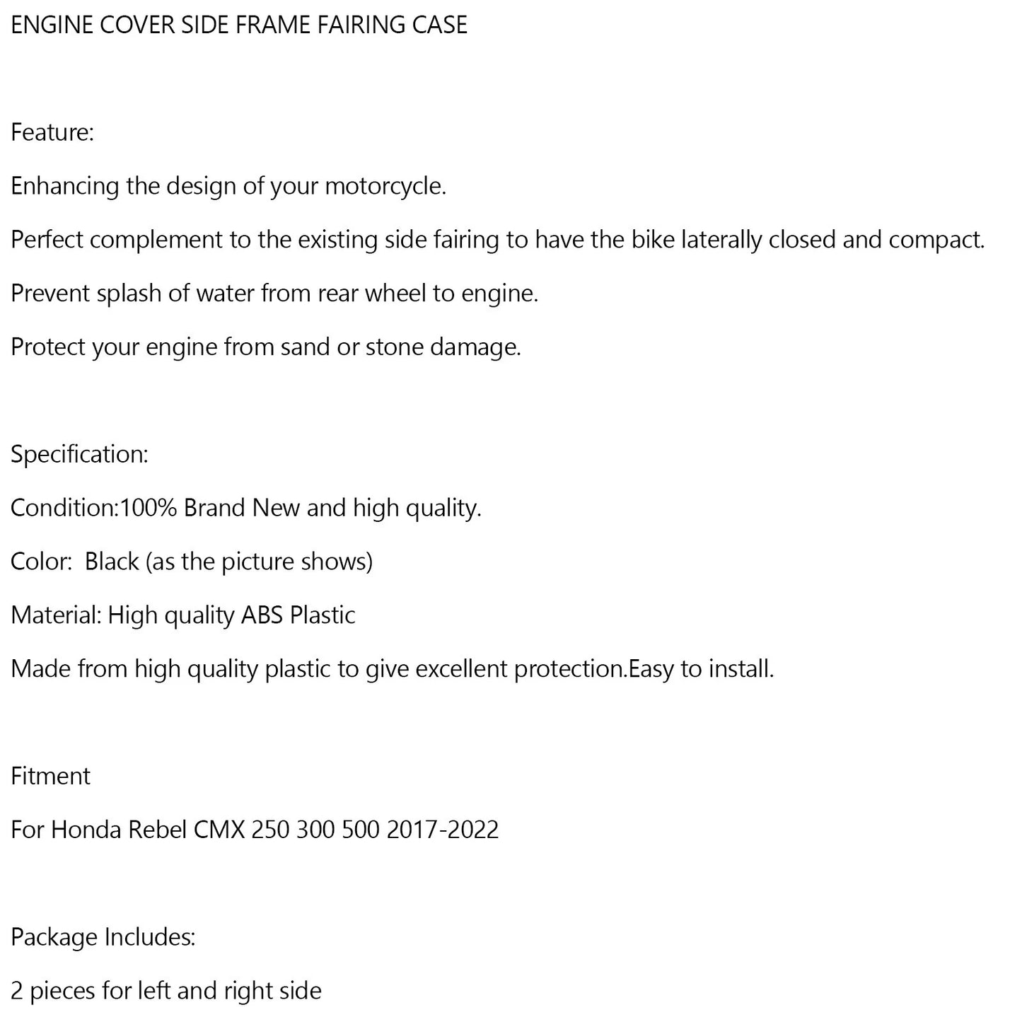 Engine Cover for Honda Rebel CMX 300/500 (2017-2022)
