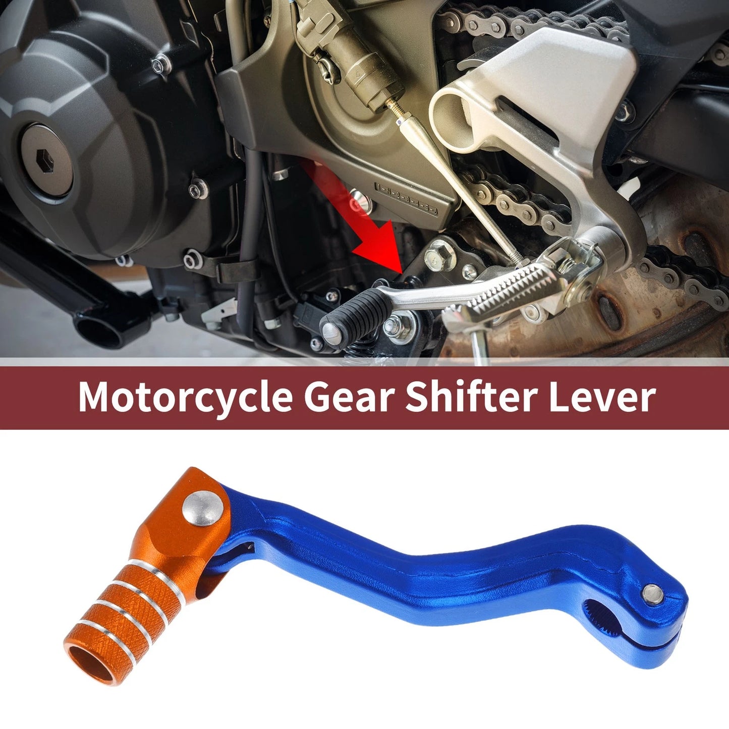 Folding Gear Shifter Lever Blue Orange Silver Tone 1 Pc for Kayo T2