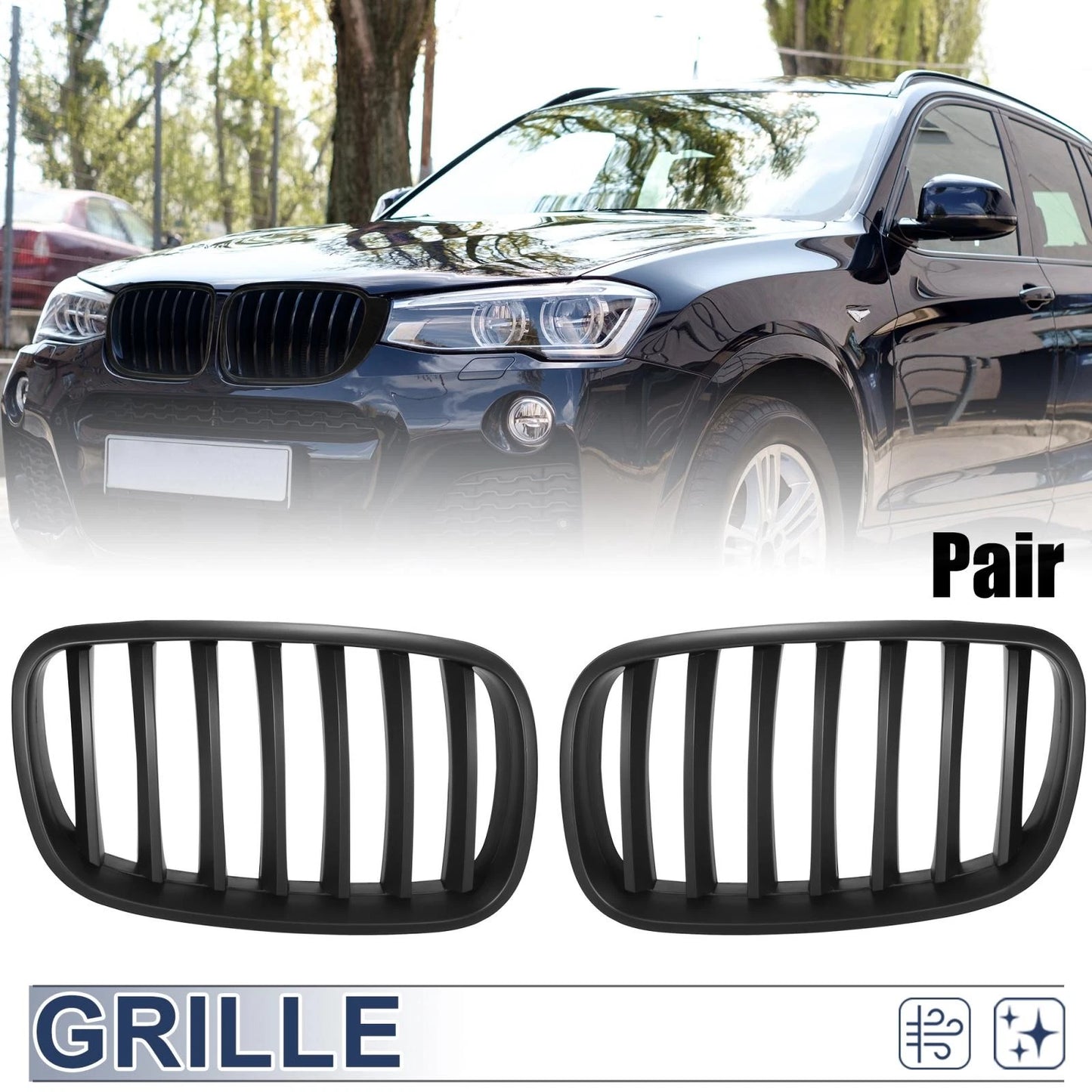 Front Grille Matte Black Kidney Grille for BMW X5 X6 E70 E71 (2007-2013)