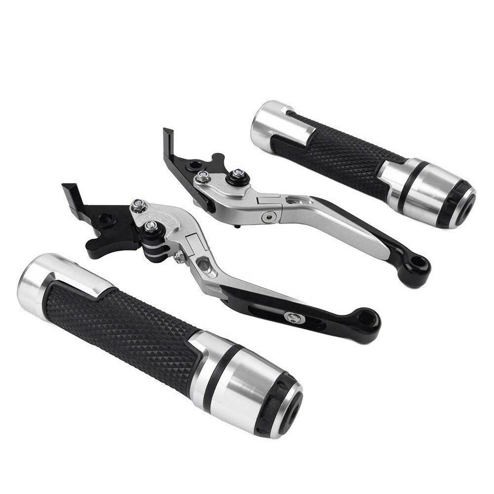 Silver Extendable Brake Clutch Levers & Handlebar Grips for Kawasaki Z1000