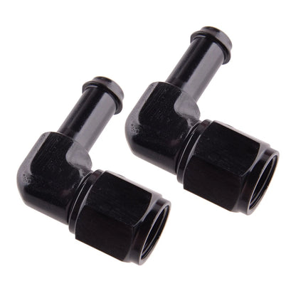 2 x 6AN AN6 Female to 3/8" 9.5mm Swivel Fitting Hose 90 Degree Elbow Adapter