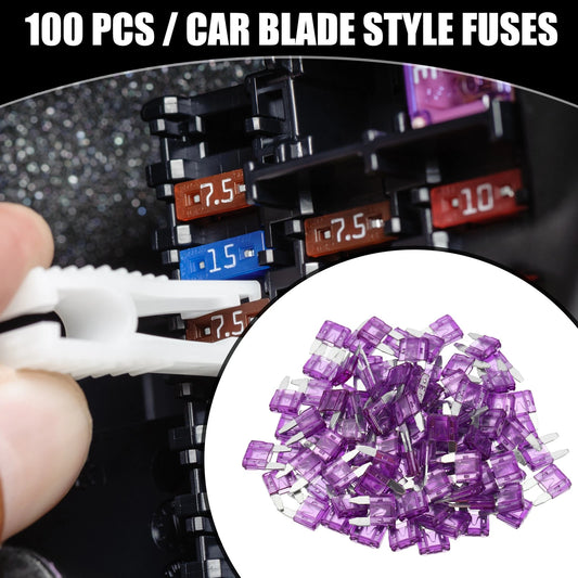 100 Pcs Mini 3AMP APM/ATM Blade Fuses for Car Short Circuit Protection