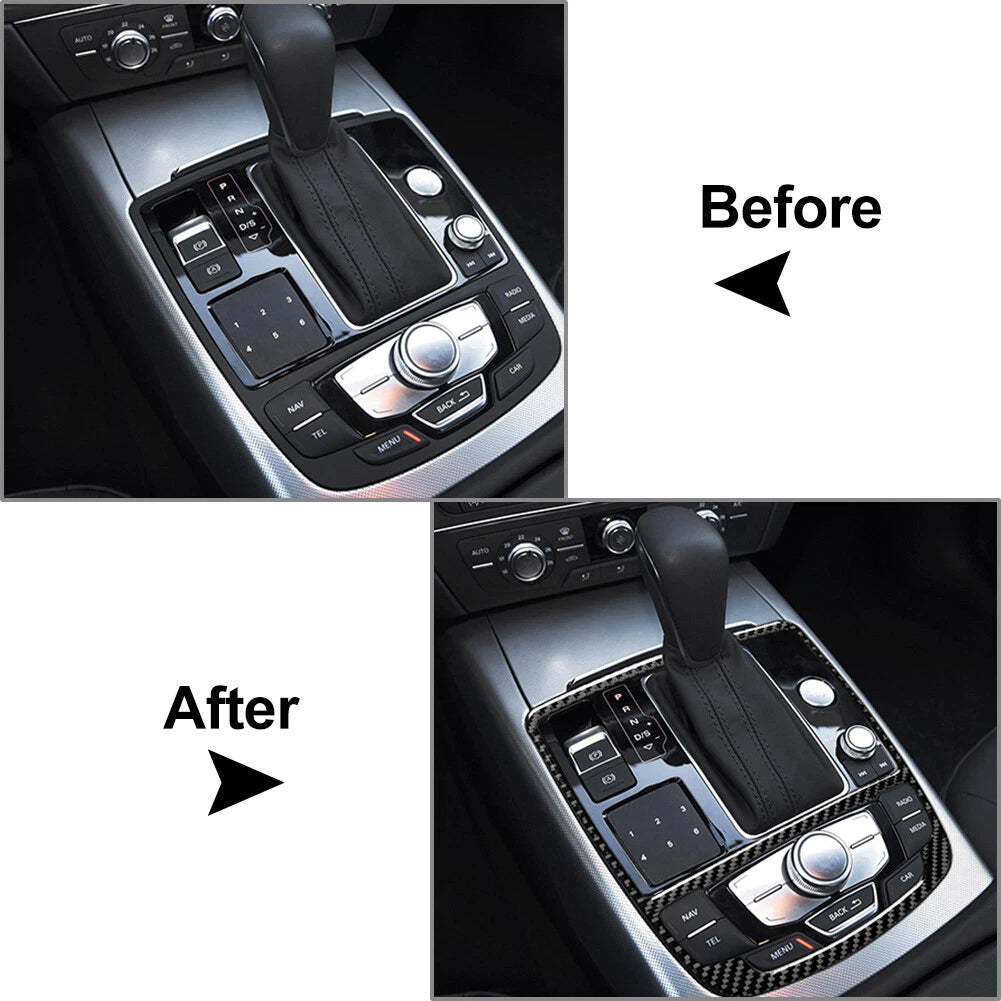 Carbon Fiber Gear Shift Panel Cover Trim for Audi A6 A7 (2012-2018)
