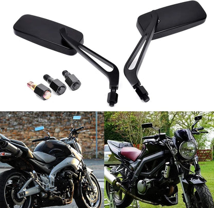 Black Aluminum Rearview Side Mirrors 8/10MM for Universal Motorcycle