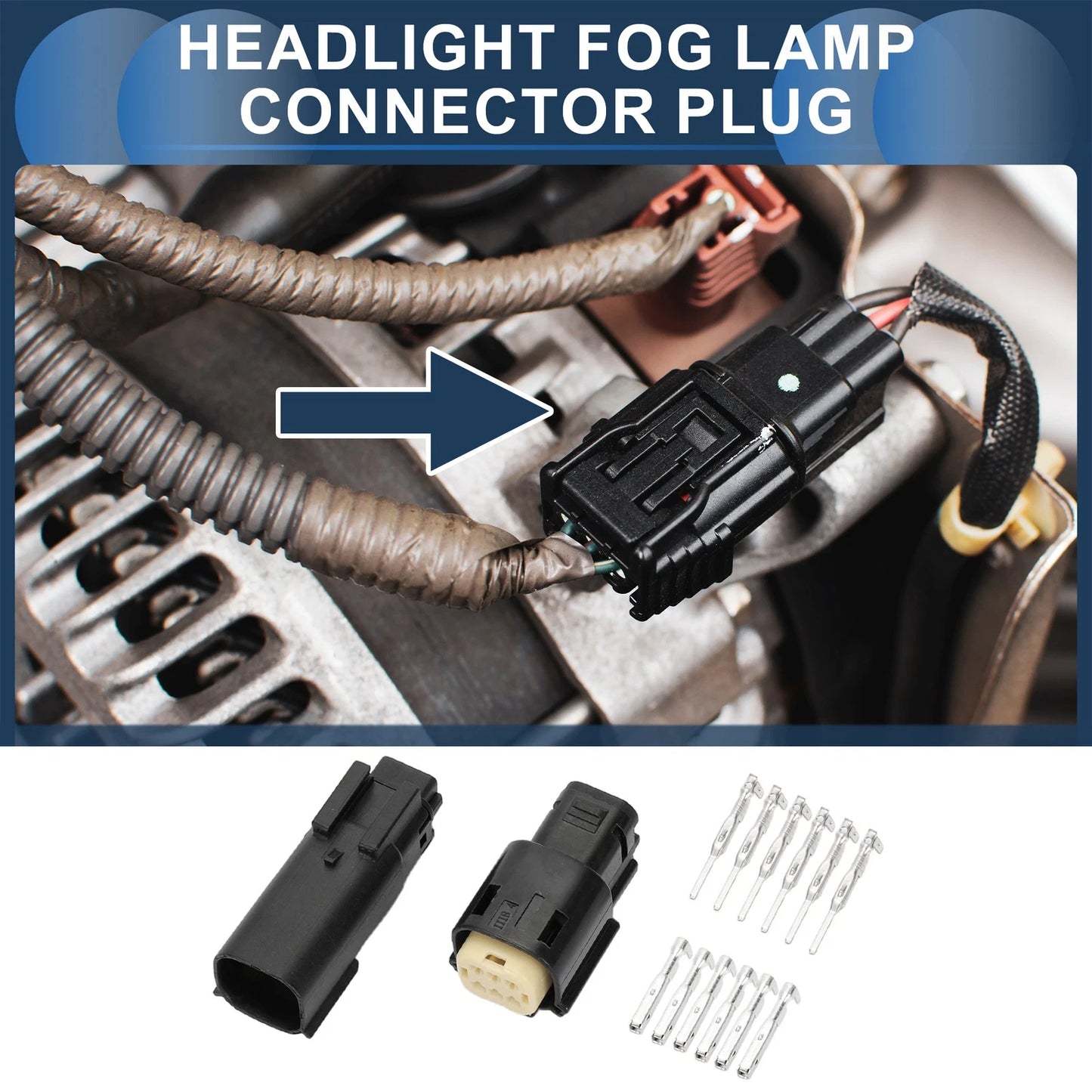 6 Pin Headlight Fog Lamp Connector Plug for Ford Mondeo (2000-2007)