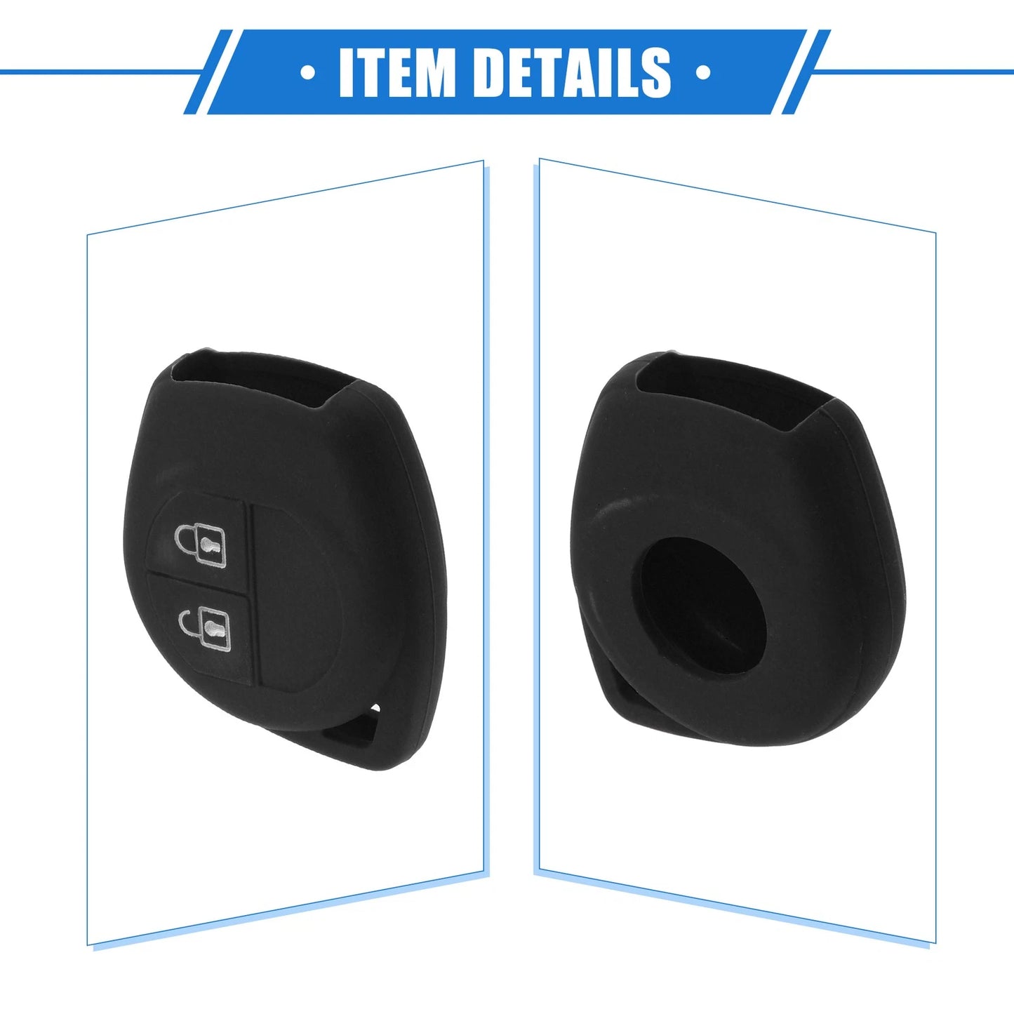 Car Remote Key Fob Case Protectors for Suzuki 2 Button Silicone Black