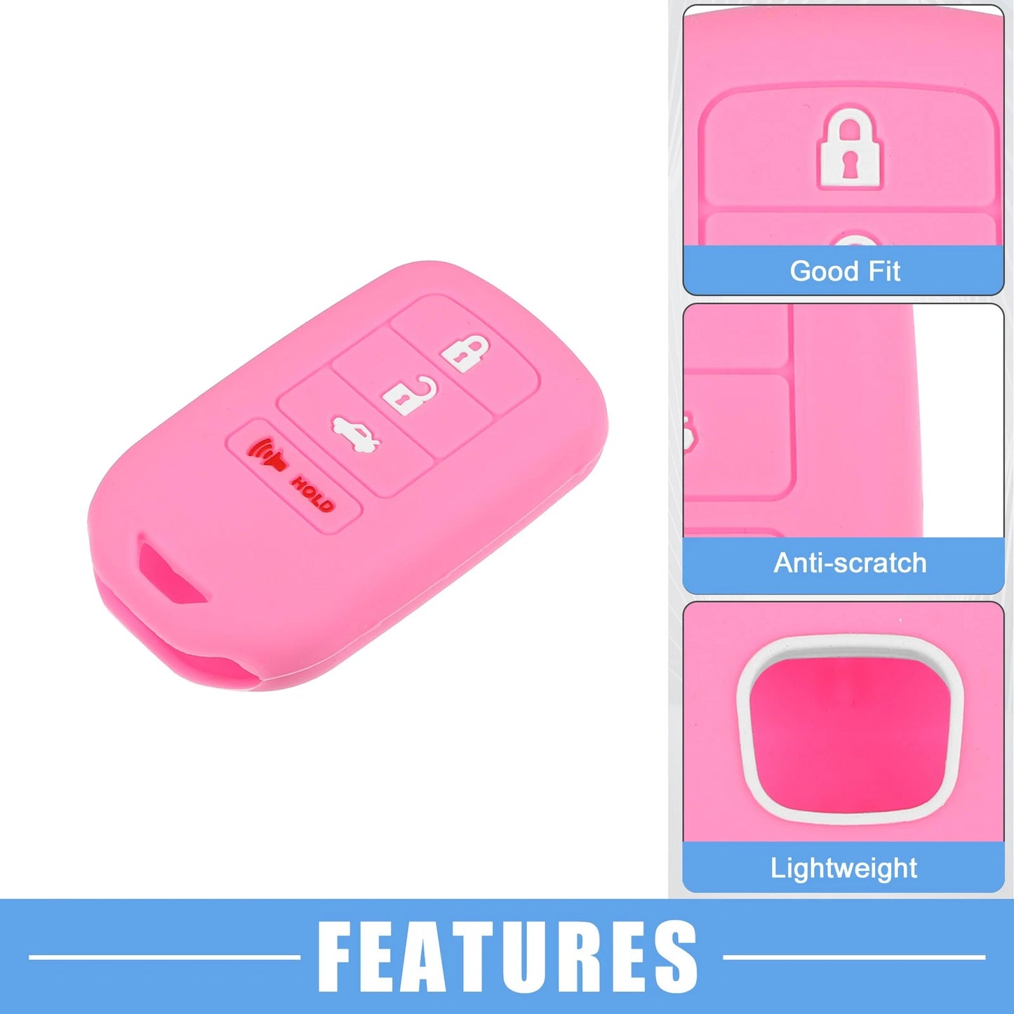 Smart Key Fob Cover  for Honda Accord EX EXL EX-L (2013-2018) Black Pink