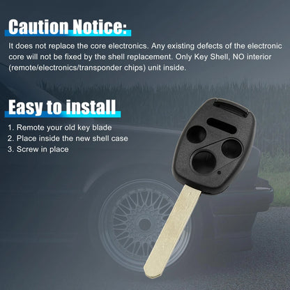 Key Shell Case for Honda Accord (2003-2007) 4 Button Black