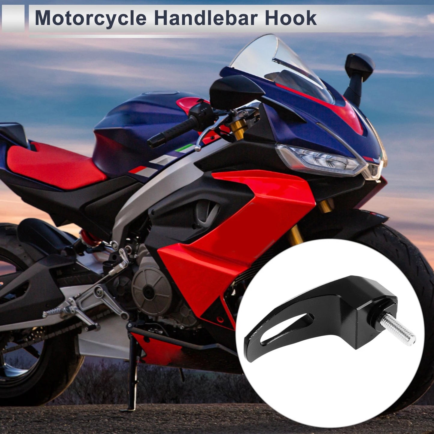 Rectangle Aluminum Alloy Motorcycle Hanging Hook Screw Hexagon Wrench for Black