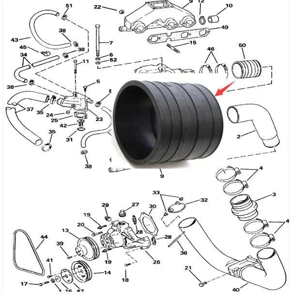 Volvo Penta Exhaust Hose for V6/V8  18-2779, 0913405
