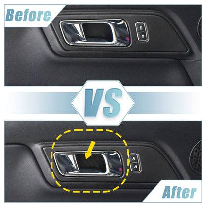 Carbon Fiber Inner Door Handle Bowl Covers for Ford Mustang (2015-2020)