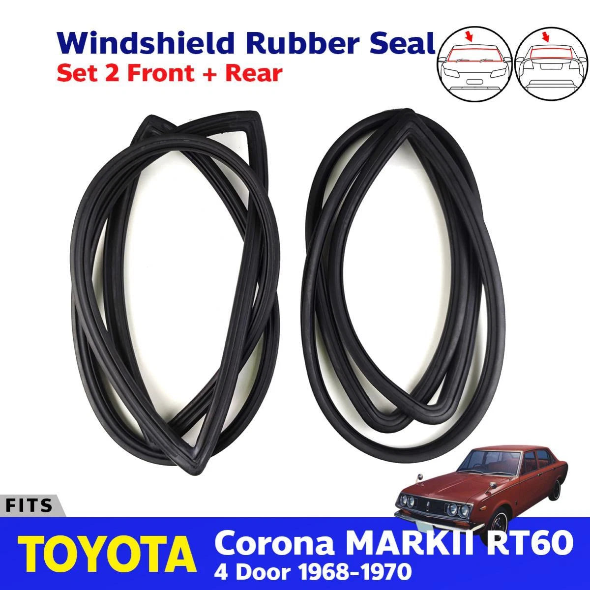 Windshield Rubber Weatherstrip F+R Fits Toyota Corona RT60 4D Sedan 1968-70 D08