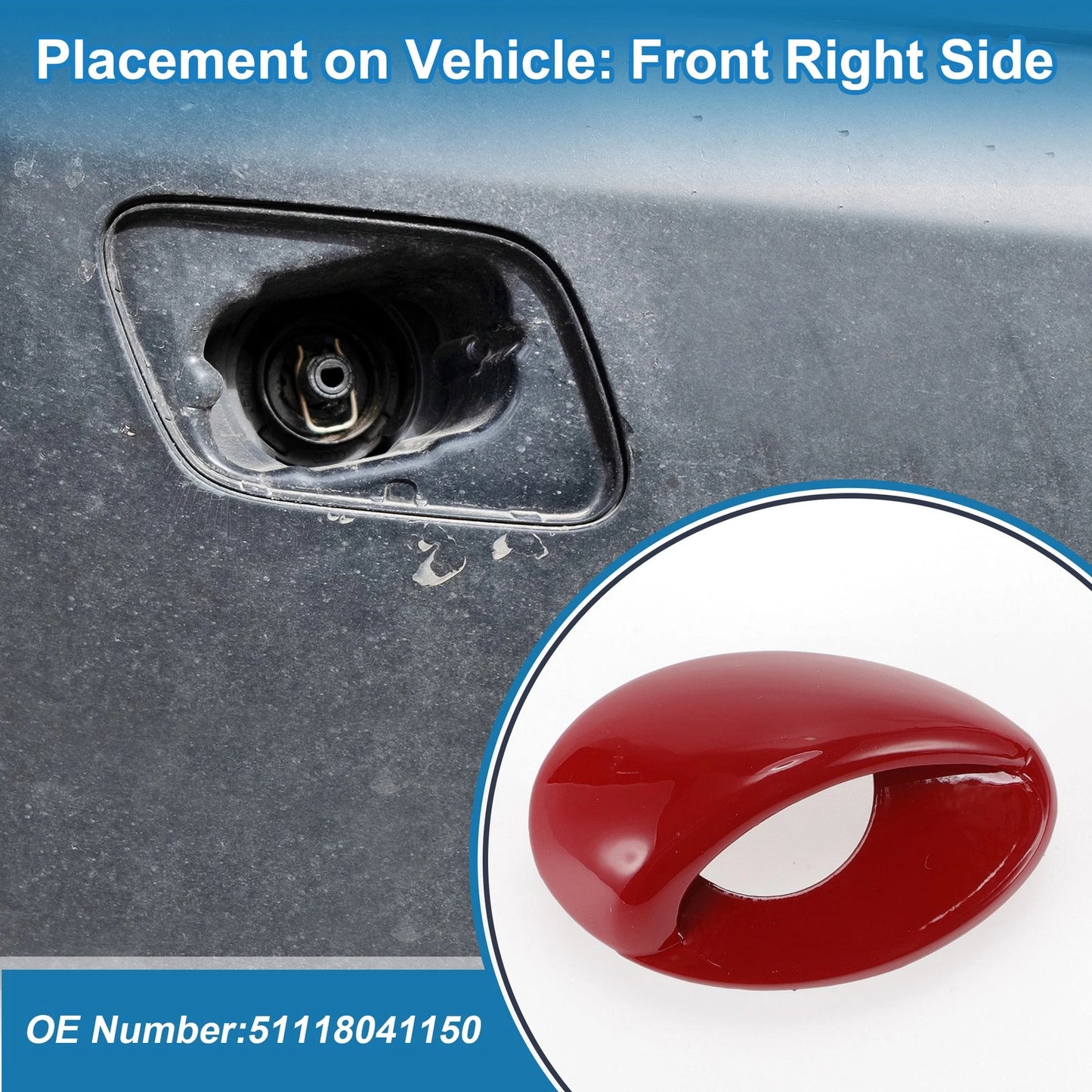 Bumper Headlight Washer Nozzle Cover Cap for BMW M3 (2008-2013) Red