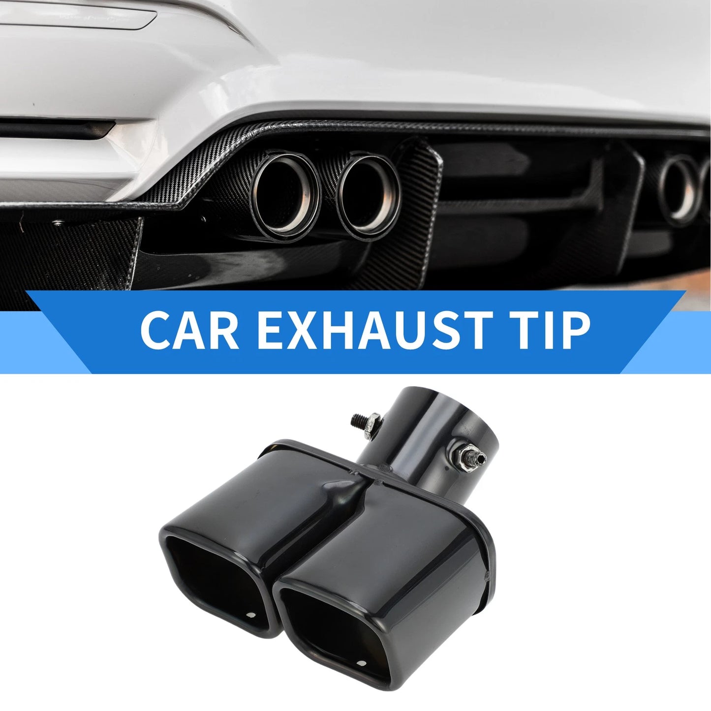 Square Curved Slant Cut Dual Exhaust Tip 2.4" Inlet for Toyota Raize (2020-2023)