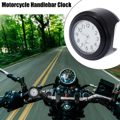 Handlebar Watch Clock Set 22-25mm 7/8" to 1" for Motorcycle Black White Panel