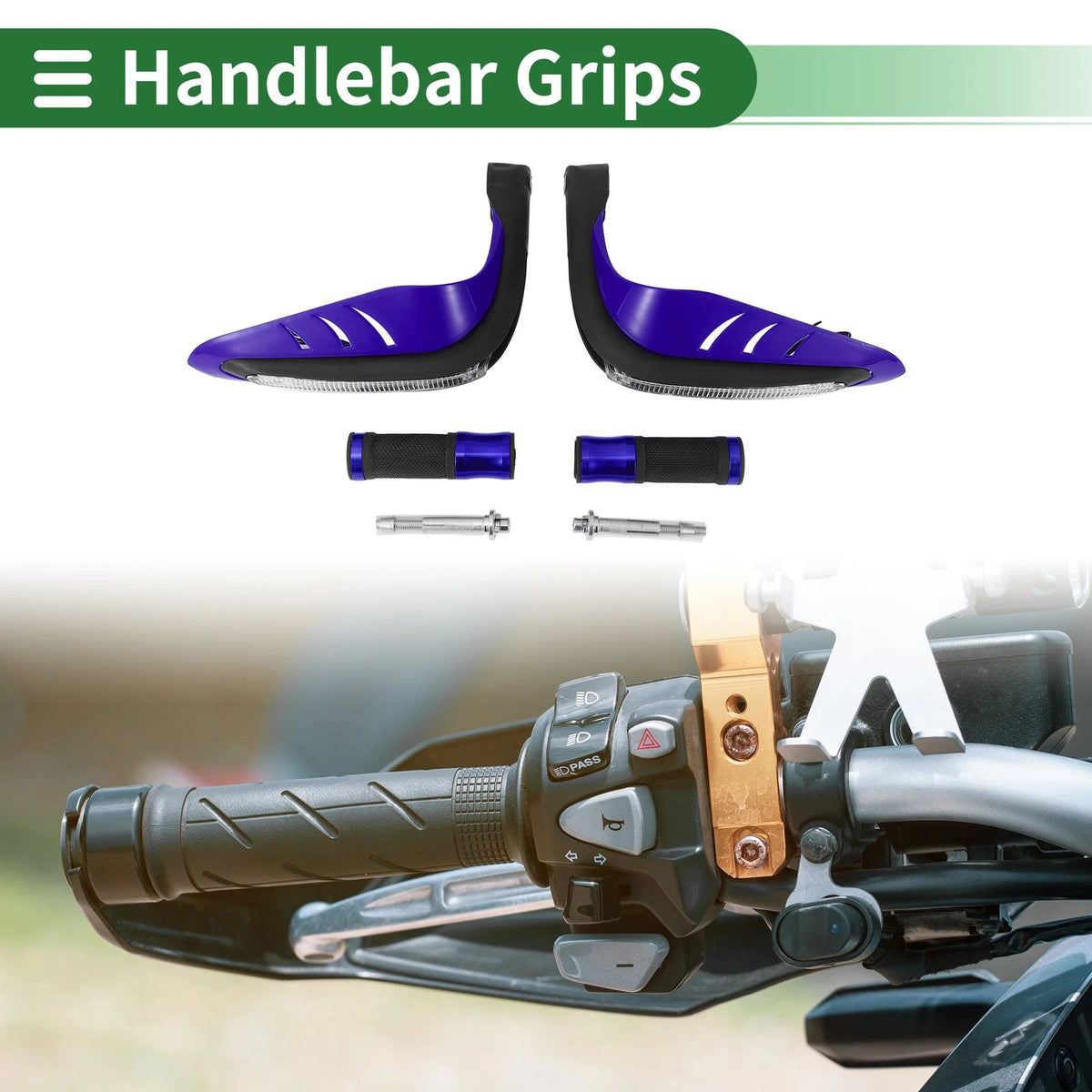 7/8" 22mm Hand Grips Aluminum Blue Rhombus Pattern for Motorcycle