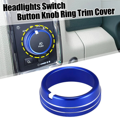 Headlights Switch Button Knob Ring Trim Cover for Dodge Ram Blue (2010 - 2017)
